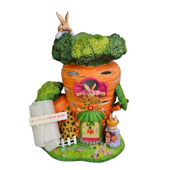 Easter Bunny Rabbit Family Carrot House Spring Tealight Candleholder New in Box‎ - Picture 1 of 13